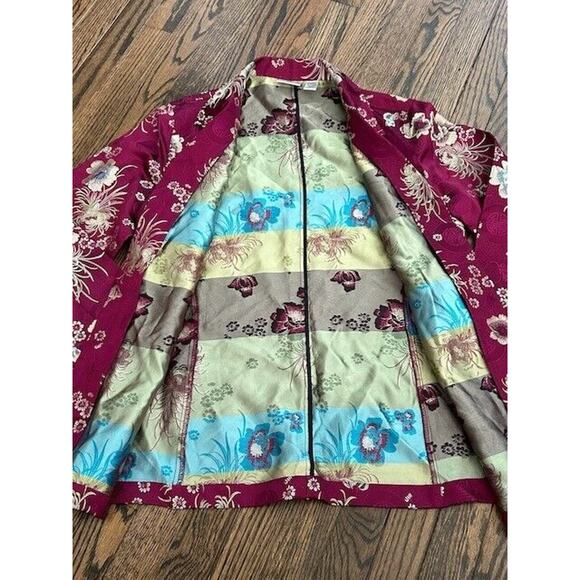 Chico's Blazer Jacket Long Sleeves Collared Open Front Floral Purple Size 1 US M - Picture 3 of 14